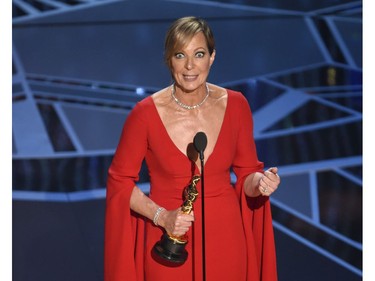 Allison Janney accepts the award for best performance by an actress in a supporting role for "I, Tonya" at the Oscars on Sunday, March 4, 2018, at the Dolby Theatre in Los Angeles.