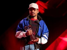 Chance the Rapper accepts the Innovator Award onstage during the 2018 iHeartRadio Music Awards which broadcasted live on TBS, TNT, and truTV at The Forum on March 11, 2018 in Inglewood, California.