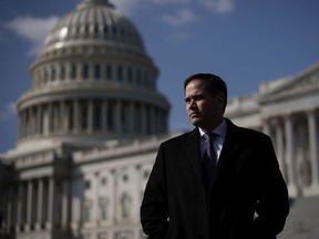 U.S. Sen. Marco Rubio waits for the beginning of a news conference in front of the U.S. Capitol March 13, 2018 in Washington, DC.