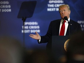 U.S. President Donald Trump speaks to supporters and local politicians at an event at Manchester Community College on March 19, 2018 in Manchester, New Hampshire.