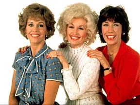 Jane Fonda, left, Dolly Parton, middle, and Lily Tomlin starred in "9 to 5." (20th Century Fox Film Corp.)