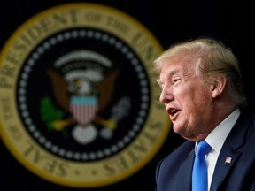 US President Donald Trump speaks at The Generation Next event, a White House Forum featuring millennial voters and administration officials on March 22, 2018, in the South Court Auditorium of the Eisenhower Executive Office Building in Washington, DC.