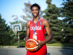 R.J. Barrett, 17, poses for a photograph outside his home in Mississauga, Ont., on July 20, 2017. (THE CANADIAN PRESS/Nathan Denette)