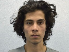 In this undated photo issued by London's Metropolitan Police, showing teenage Iraqi asylum-seeker Ahmed Hassan who has been sentenced Friday March 23, 2018, to at least 34-years in prison for injuring 51 people in a London subway bombing.  The homemade bomb placed by Ahmed Hassan only partially detonated Sept. 15, 2017, at London's Parsons Green Tube station. (Metropolitan Police via AP)