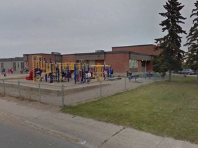 The playground outside Ruth M. Buck Elementary in Regina, Sask.