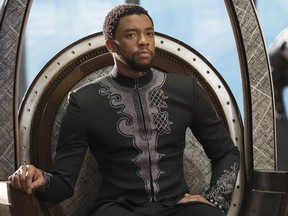 This image released by Disney shows Chadwick Boseman in a scene from Marvel Studios' "Black Panther".