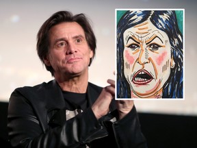 Jim Carrey speaks onstage during 'Jim & Andy: The Great Beyond - Featuring a Very Special, Contractually Obligated Mention of Tony Clifton' at AFI FEST 2017 Presented By Audi at TCL Chinese 6 Theatres on November 13, 2017 in Hollywood, California. (Photo by Christopher Polk/Getty Images for AFI) and (Twitter)