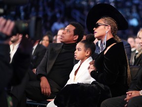 Jay-Z, Ivy Blue Carter and recording artist Beyonce Knowles attend the 60th Annual GRAMMY Awards at Madison Square Garden on January 28, 2018 in New York City. (Photo by Christopher Polk/Getty Images for NARAS)