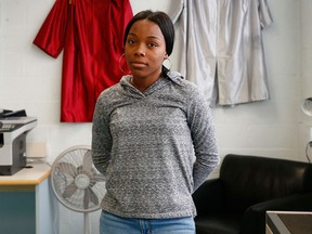 In this March 20, 2018 photo, student Imani Holt poses for a photograph in a classroom at Excel Academy in Baltimore.  (AP Photo/Patrick Semansky)