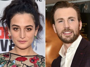 Jenny Slate and Chris Evans . (Getty Images file photos)