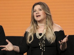 Kelly Clarkson participates in the "The Voice" panel during the NBCUniversal Television Critics Association Winter Press Tour on Jan. 9, 2018, in Pasadena, Calif.
