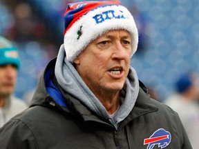 In this Dec. 24, 2016, file photo, Buffalo Bills Hall of Fame quarterback Jim Kelly is seen before before an NFL football game in Orchard Park, N.Y. Kelly has once again been diagnosed with oral cancer