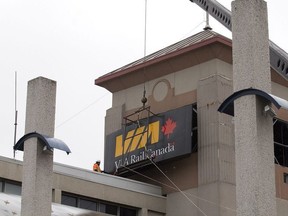Refubished signs are hung at Via Rail Station are in London, Ont. on Thursday December 1, 2016.