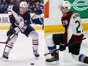 Edmonton Oilers' Connor McDavid and Colorado Avalanche's Nathan MacKinnon