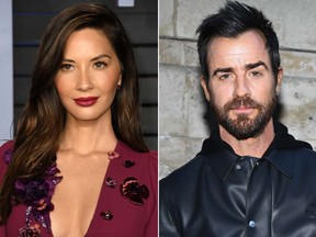 Olivia Munn and Justin Theroux. (WENN.com and Getty Images)