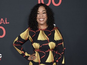 FILE - In this April 8, 2017, file photo, Shonda Rhimes attends the "Scandal" 100th Episode Celebration at Fig & Olive in West Hollywood, Calif. The organizers of Time's Up say the movement to eradicate discrimination in the workplace will have a presence at Sunday's Oscar show, but has no plans for a red-carpet dress code. Rhimes, Ava DuVernay, actresses Laura Dern and Tessa Thompson, producer Katie McGrath and attorney Nina Shaw talked about the movement's progress and next steps with a small group of reporters Thursday, March 1.