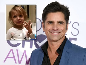 FILE - In this Jan. 18, 2017 file photo, John Stamos arrives at the People's Choice Awards at the Microsoft Theater in Los Angeles. (Photo by Jordan Strauss/Invision/AP, File) and Twitter screengrab.