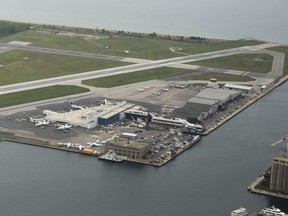 A view of the Billy Bishop Airport from the CN Tower on Wednesday September 10, 2014.