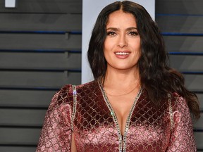 Salma Hayek attends the 2018 Vanity Fair Oscar Party hosted by Radhika Jones at Wallis Annenberg Center for the Performing Arts on March 4, 2018 in Beverly Hills, California.  (Dia Dipasupil/Getty Images)