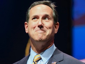 In this April 25, 2015 file photo, former Pennsylvania Sen. Rick Santorum speaks at the Iowa Faith & Freedom 15th Annual Spring Kick Off, in Waukee, Iowa. Santorum, the former Pennsylvania senator who won the 2012 Iowa caucuses by a hair, is widely expected to enter the race for the 2016 Republican presidential nomination on Wednesday, May 27, 2015. (AP Photo/Nati Harnik, File)