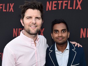 Adam Scott and Aziz Ansari attend Netflix's "Master Of None" For Your Consideration Event at the Saban Media Center on June 5, 2017 in North Hollywood, Calif.  (Alberto E. Rodriguez/Getty Images)
