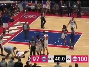 Zeke Upshaw collapsed during a NBA G League game between the Grand Rapids Drive and Long Island Nets on Saturday, March 24, 2018. (Video screenshot)
