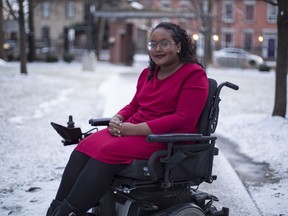 Sarah Jama, 23, a disability justice advocate who has cerebral palsy, poses for a portrait at her home in Hamilton, Ont., on Tuesday, March 13, 2018.