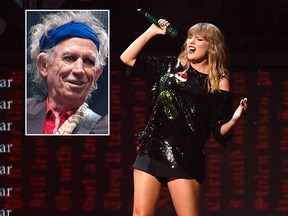 Keith Richards (inset) doesn't believe Taylor Swift will be around in 20 years. (Getty Images)