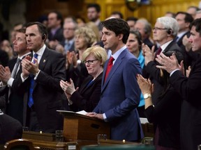 Prime Minister Justin Trudeau delivers a statement of exoneration on behalf of the Government of Canada to the Tsilhqot'in Nation and the descendants of six Tsilhqot'in Chiefs in the House of Commons on Parliament Hill in Ottawa on Monday, March 26, 2018.