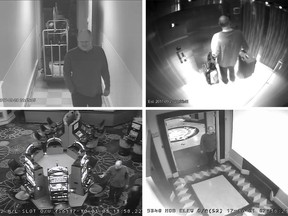 In this Oct. 1, 2017, security camera image released by MGM Resorts, is Stephen Paddock walking through the Mandalay Bay hotel in Las Vegas.