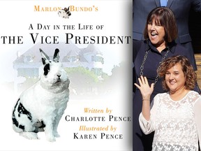 Karen Pence, top right, and her daughter Charlotte have collaborated on "Marlon Bundo's Day in the Life of the Vice President."  (AP Photo/Darron Cummings, File)