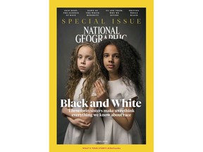 In this image provided by National Geographic, the cover of the April 2018 issue of National Geographic magazine, a single topic issue on the subject of race. (National Geographic via AP)