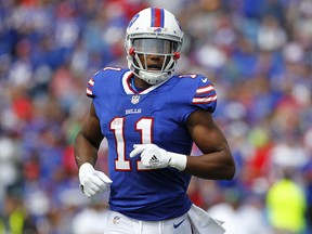 In this Sept. 10, 2017, file photo, Buffalo Bills' Zay Jones runs on the field in Orchard Park, N.Y. (AP Photo/Jeffrey T. Barnes, File)