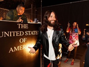 Jared Leto at The Museum of America, a one-of-a-kind pop-up museum promoting Thirty Seconds to Mars' new album, AMERICA on April 6, 2018 in Los Angeles, California.