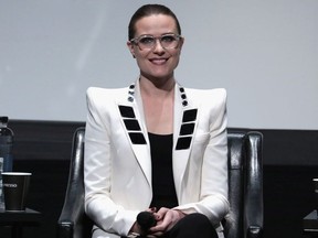 Evan Rachel Wood speaks onstage at the premiere of "Westworld" during the 2018 Tribeca Film Festival at BMCC Tribeca PAC on April 19, 2018 in New York City.