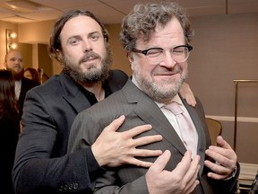 Casey Affleck (L) and director Kenneth Lonergan pose in the green room during the Hollywood Film Awards on Nov. 6, 2016 in West Hollywood, Calif.  (Charley Gallay/Getty Images for dcp)