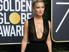 Actress Kate Hudson arrives for the 75th Golden Globe Awards on January 7, 2018, in Beverly Hills, California.