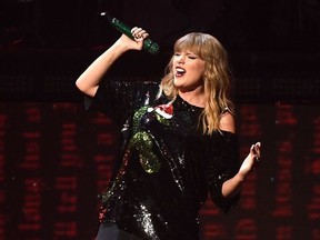 In this file photo taken on December 7, 2017 Taylor Swift performs at the Z100's iHeartRadio Jingle Ball 2017 at Madison Square Garden in New York.