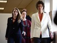 Andrea Constand (R) plaintiff for the Bill Cosby trial arrives at the Montgomery County Courthouse for the fifth day of his sexual assault retrial on April 13, 2013 in Norristown, Pennsylvania.  (Corey Perrine - Pool/Getty Images)