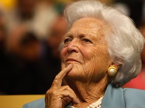 In this file photo, former first lady Barbara Bush attends day two of the Republican National Convention (RNC) at the Xcel Energy Center on September 2, 2008 in St. Paul, Minnesota. (Scott Olson/Getty Images)