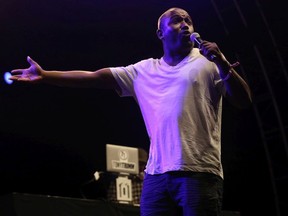 FILE - In this July 22, 2017 file photo, Hannibal Buress performs at the FYF Fest in Los Angeles. The path to comedian Bill Cosby's conviction of drugging and molesting a woman in a Pennsylvania courtroom Thursday, April 26, arguably started 3 ½ years earlier in a comedy club across town in Philadelphia, when Buress  mocked Cosby for his smug preachiness, then called him a rapist during his standup act.