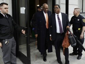 Bill Cosby departs after his sexual assault trial, Tuesday, April 17, 2018, at the Montgomery County Courthouse in Norristown, Pa. Prosecutors on Tuesday sought to maximize the impact of Cosby's graphic deposition testimony, in which he testified about his sexual encounter with chief accuser Andrea Constand and acknowledged apologizing to her mother a year later "because I'm thinking this is a dirty old man with a young girl."
