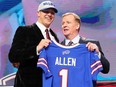 Josh Allen of Wyoming poses with NFL Commissioner Roger Goodell after being picked by the Buffalo Bills during the first round of the 2018 NFL draft at AT&T Stadium on April 26, 2018 in Arlington, Texas. (Tom Pennington/Getty Images)