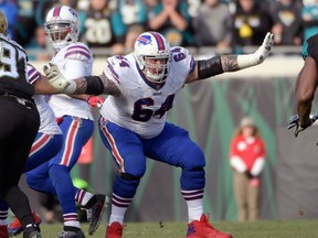 In this Jan. 7, 2018, file photo, Buffalo Bills guard Richie Incognito (64) sets up to block against the Jacksonville Jaguars in Jacksonville, Fla.