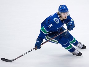 Vancouver Canucks' Brock Boeser skates during the second period of an NHL hockey game against the Chicago Blackhawks on Feb. 1, 2018