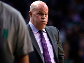 In this Feb. 28, 2018, file photo, Charlotte Hornets head coach Steve Clifford is shown during the first quarter of an NBA basketball game against the Boston Celtics