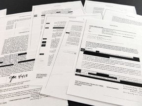 Copies of the memos written by former FBI Director James Comey are photographed in Washington, Thursday, April 19, 2018.