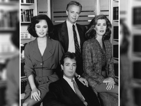 The streetwise team of lawyers are joined by Olivia Novak, an ambitious young lawyer who creates havoc in their personal and professional lives. Personalities: Eric Peterson as Leon Rabinovitch (top centre), Sonja Smits as Carrie Barr (right), C. David Johnson as Chuck Tchobanian (lower centre) and Cynthia Dale as Olivia Novak (left). The Canadian Press/HO