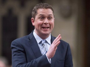 Leader of the Opposition Andrew Scheer rises in the House of Commons in Ottawa on Monday, Dec. 11, 2017.  THE CANADIAN PRESS/Adrian Wyld