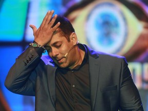 FILE- In this Sept. 28, 2015 file photo, Bollywood actor Salman Khan performs during a news conference to announce the ninth season of reality television show 'Big Boss' in Mumbai, India. Khan has been convicted in a 20-year-old poaching case and could face up to six years in prison. He was convicted of shooting two rare blackbuck deer in a western India wildlife preserve in 1998.